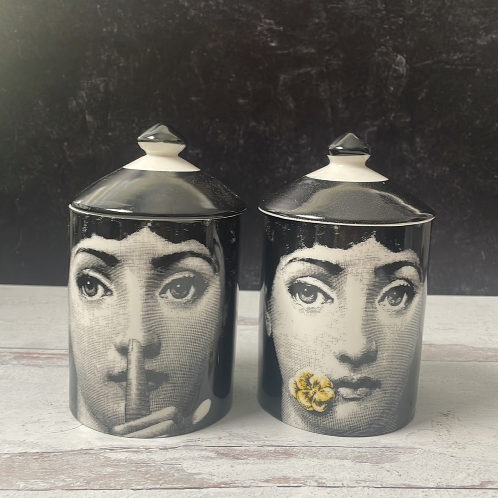 2 design in 1 jar - Designer inspired Candle Jar - Fornasetti inspired Face